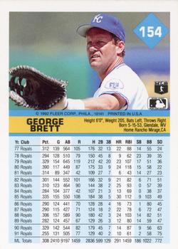 1992 Fleer #154 George Brett Back
