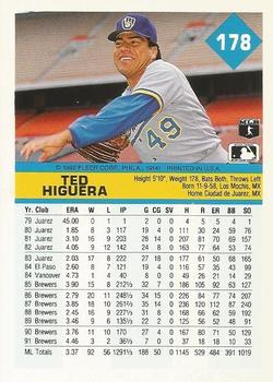 1992 Fleer #178 Ted Higuera Back