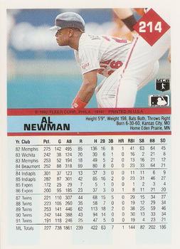 1992 Fleer #214 Al Newman Back