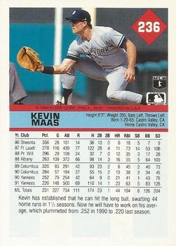 1992 Fleer #236 Kevin Maas Back