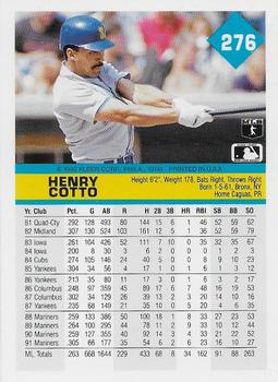 1992 Fleer #276 Henry Cotto Back