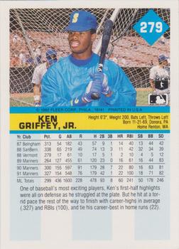 1992 Fleer #279 Ken Griffey, Jr. Back