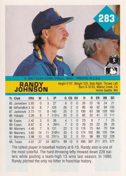 1992 Fleer #283 Randy Johnson Back