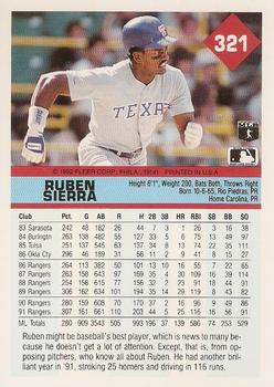1992 Fleer #321 Ruben Sierra Back