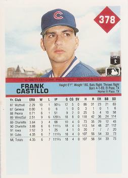 1992 Fleer #378 Frank Castillo Back