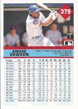 1992 Fleer #379 Andre Dawson Back