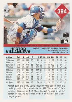 1992 Fleer #394 Hector Villanueva Back