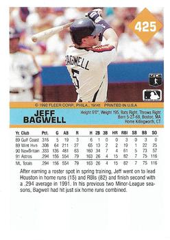 1992 Fleer #425 Jeff Bagwell Back