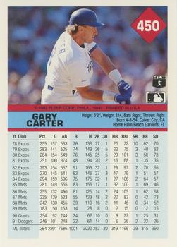 1992 Fleer #450 Gary Carter Back