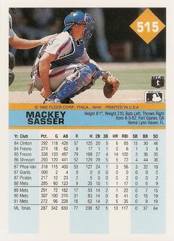 1992 Fleer #515 Mackey Sasser Back