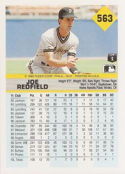 1992 Fleer #563 Joe Redfield Back