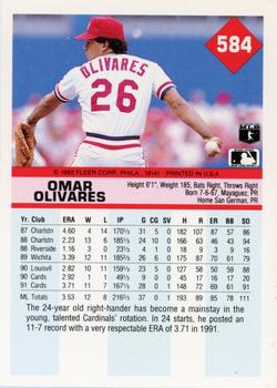 1992 Fleer #584 Omar Olivares Back