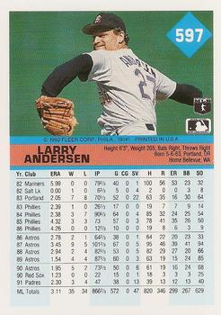 1992 Fleer #597 Larry Andersen Back