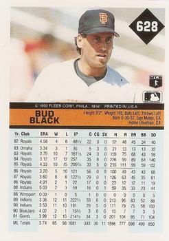 1992 Fleer #628 Bud Black Back