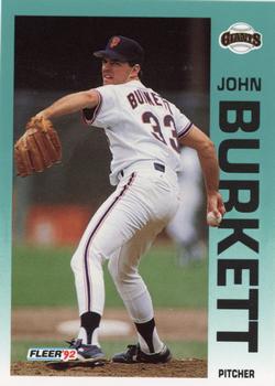 1992 Fleer #630 John Burkett Front