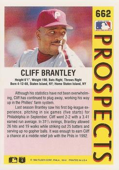 1992 Fleer #662 Cliff Brantley Back