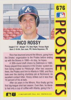 1992 Fleer #676 Rico Rossy Back