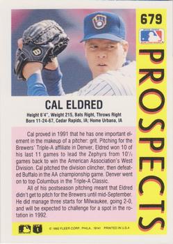 1992 Fleer #679 Cal Eldred Back