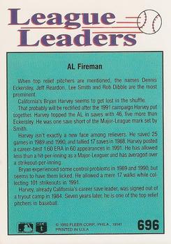 1992 Fleer #696 Bryan Harvey Back