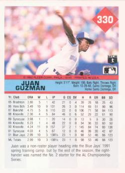 1992 Fleer #330 Juan Guzman Back