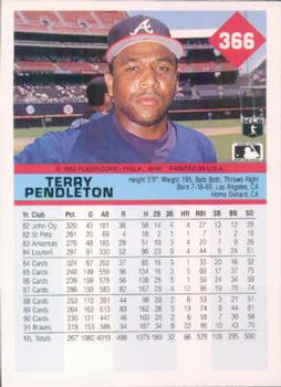1992 Fleer #366 Terry Pendleton Back