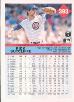 1992 Fleer #393 Rick Sutcliffe Back