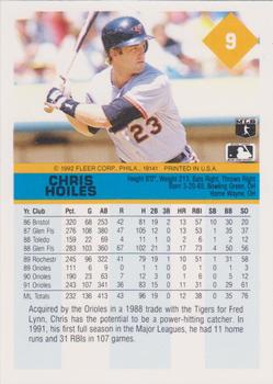 1992 Fleer #9 Chris Hoiles Back