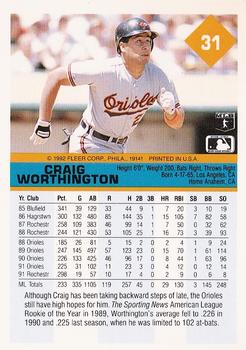 1992 Fleer #31 Craig Worthington Back