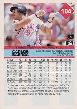 1992 Fleer #104 Carlos Baerga Back