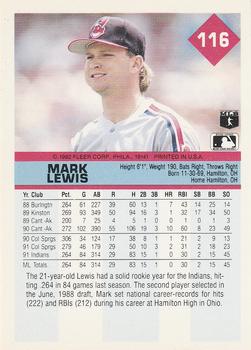 1992 Fleer #116 Mark Lewis Back