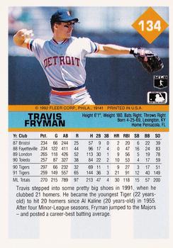 1992 Fleer #134 Travis Fryman Back