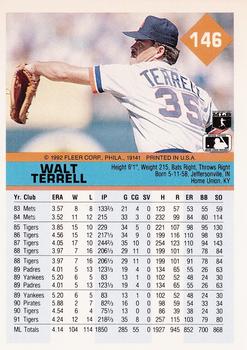 1992 Fleer #146 Walt Terrell Back