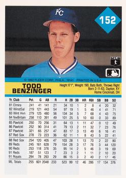 1992 Fleer #152 Todd Benzinger Back