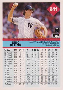 1992 Fleer #241 Eric Plunk Back