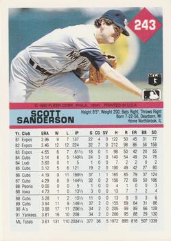 1992 Fleer #243 Scott Sanderson Back
