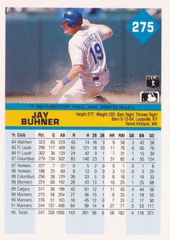 1992 Fleer #275 Jay Buhner Back