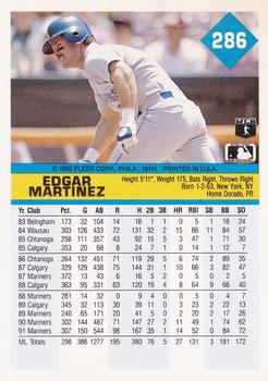 1992 Fleer #286 Edgar Martinez Back