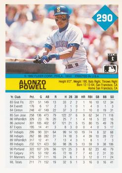 1992 Fleer #290 Alonzo Powell Back