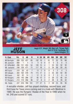 1992 Fleer #308 Jeff Huson Back