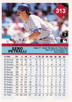1992 Fleer #313 Geno Petralli Back