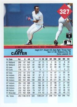 1992 Fleer #327 Joe Carter Back