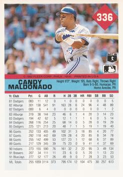 1992 Fleer #336 Candy Maldonado Back
