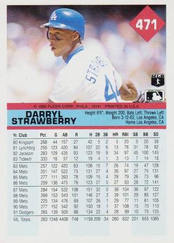 1992 Fleer #471 Darryl Strawberry Back