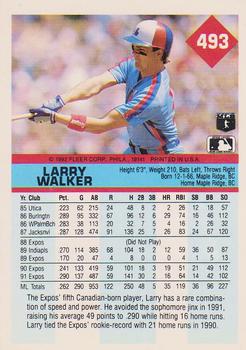1992 Fleer #493 Larry Walker Back