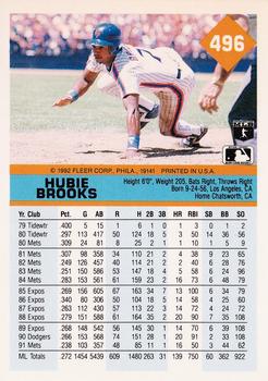 1992 Fleer #496 Hubie Brooks Back