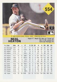1992 Fleer #554 Neal Heaton Back