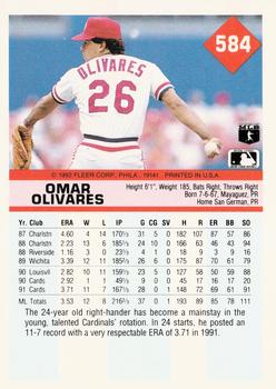 1992 Fleer #584 Omar Olivares Back