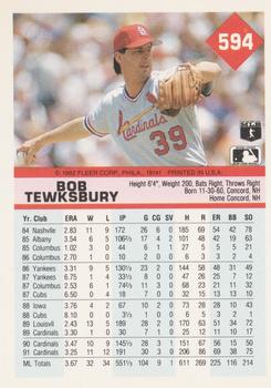 1992 Fleer #594 Bob Tewksbury Back