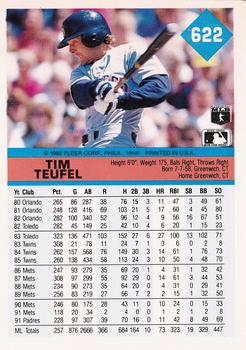 1992 Fleer #622 Tim Teufel Back