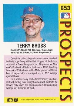 1992 Fleer #653 Terry Bross Back